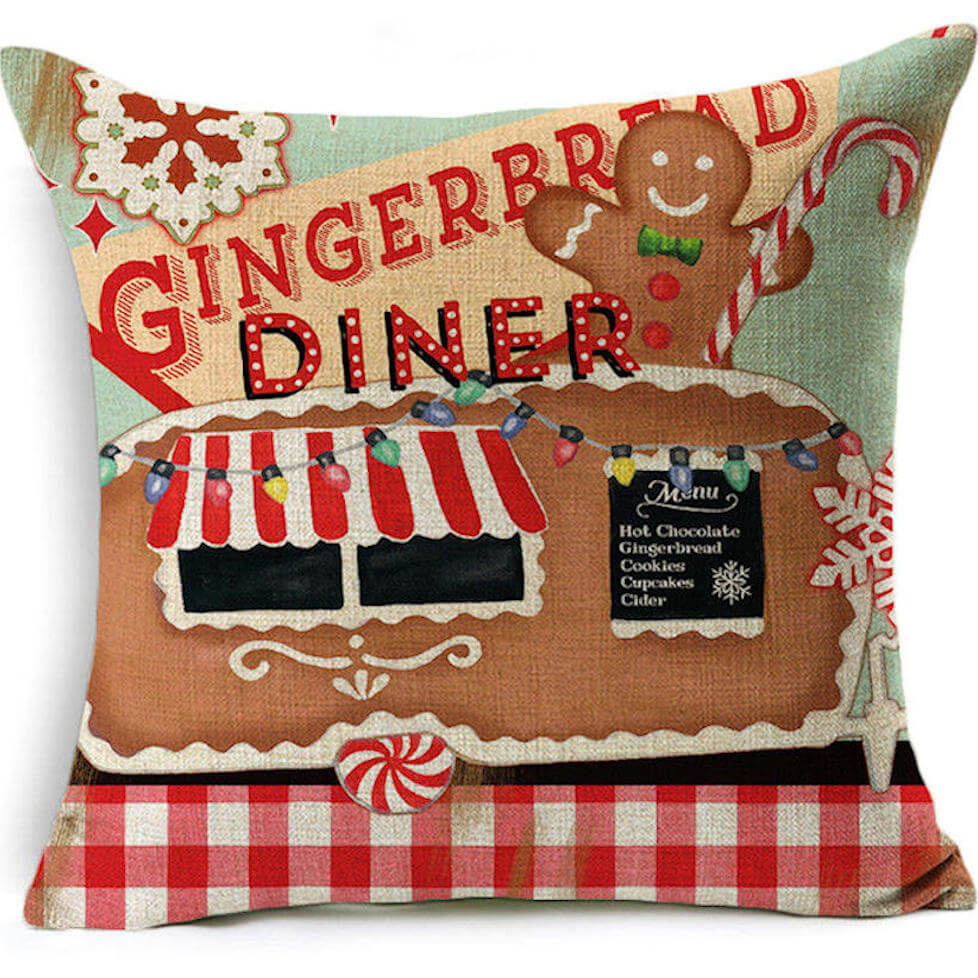 Square Printed Pillow Country Christmas Decor Retro Vintage Reindeer Christmas Pillow