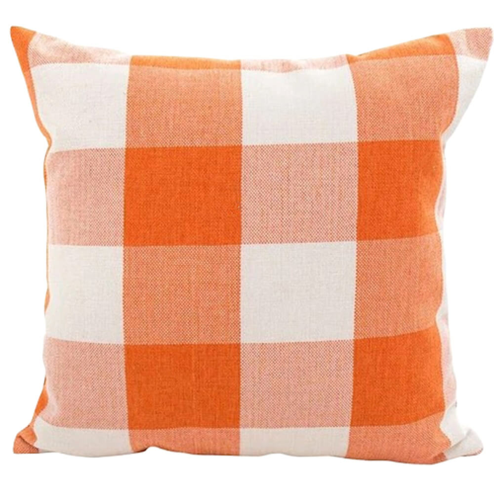 Buffalo Check Gingham Plaid Orange and Cream Double Sided